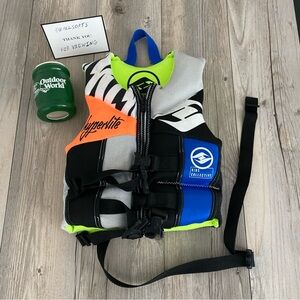 Hyperlite Wake USCG Approved Child Ski Vest 30-50 LBS Bass Pro Koozie Bundle